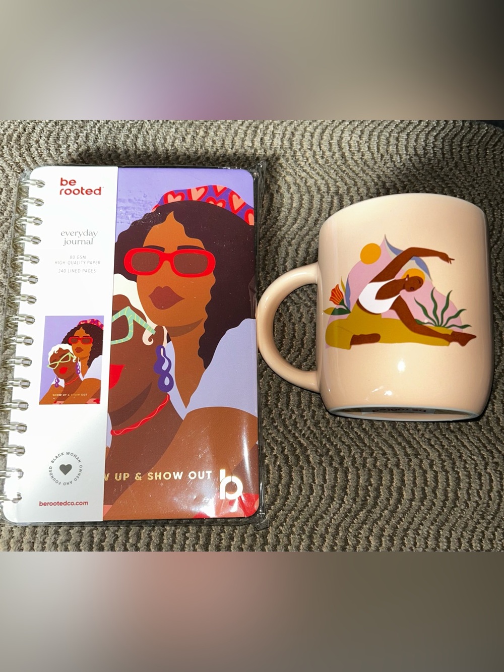 Be Rooted Everyday Journal & Illustrated Ceramic Mug - Peach, Purple, Red